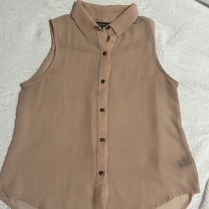 Nude sheer button up